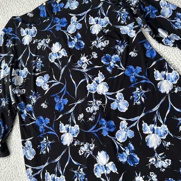 Tommy Hilfiger Blue Black White Floral Pattern Dress, Size 16 - Picture 3 of 7